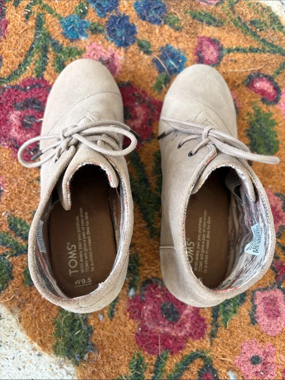 NWOT Toms Taupe Suede Desert Wedge Ankle Booties
